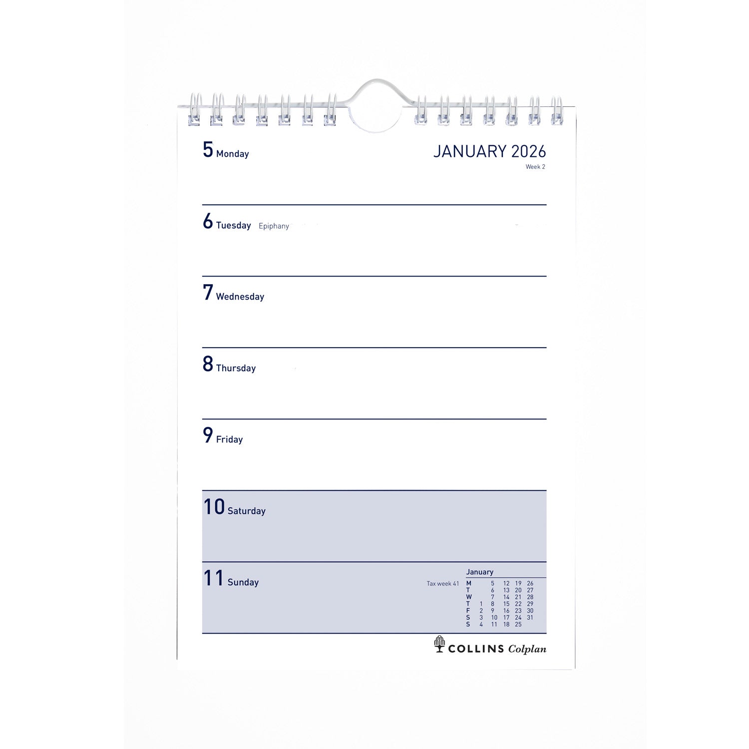 Colplan - A5 - Week-To-View Wall Planner - 2026 Calendar Year Diary
