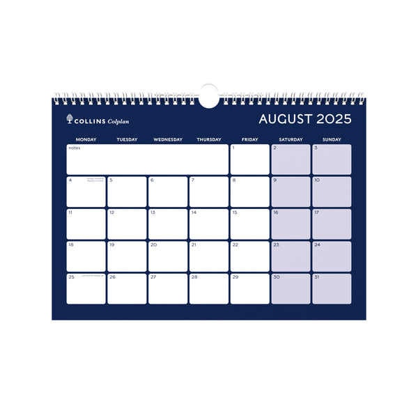 Colplan A4 Monthly Calendar Mid/Academic Year Memo Wall Planner 2025