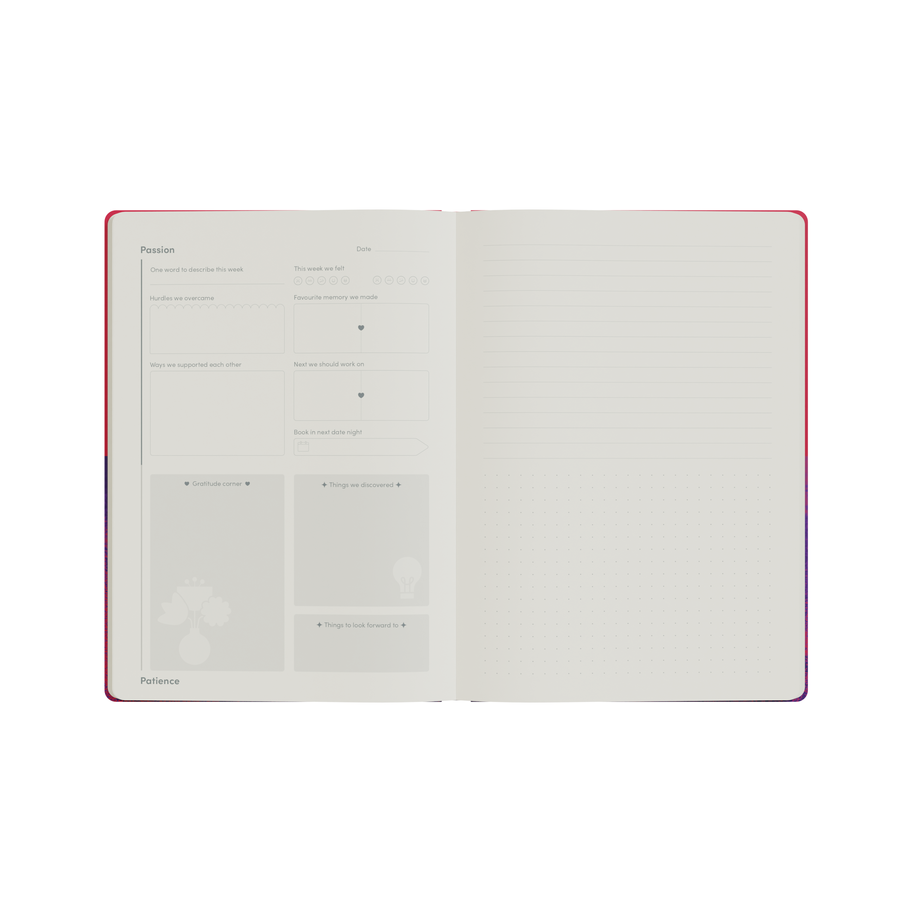 Passion and Patience Relationship Journal, A5 - Red