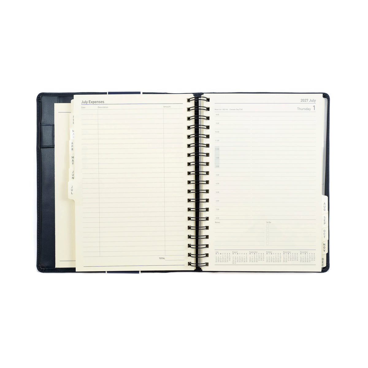 2027 Calendar Year Planner - 12 Month Executive 246x164mm Day-to-Page Diary - Hard Cover in Black - Collins Debden Elite Range (1100V.99-27)