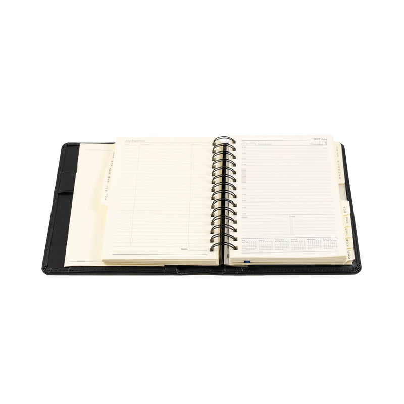 2027 Calendar Year Planner - 12 Month Compact 190x127mm Day-to-Page Diary - Hard Cover in Black - Collins Debden Elite Range (1140V.99-27)