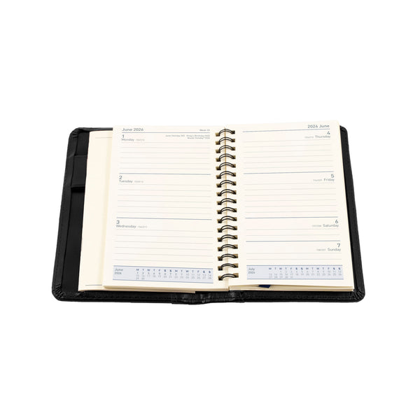 Elite - Pocket Week-To-View Diary - 2026 Calendar Year Planner - Black
