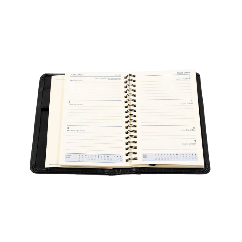 Elite - Pocket Week-To-View Diary - 2026 Calendar Year Planner - Black