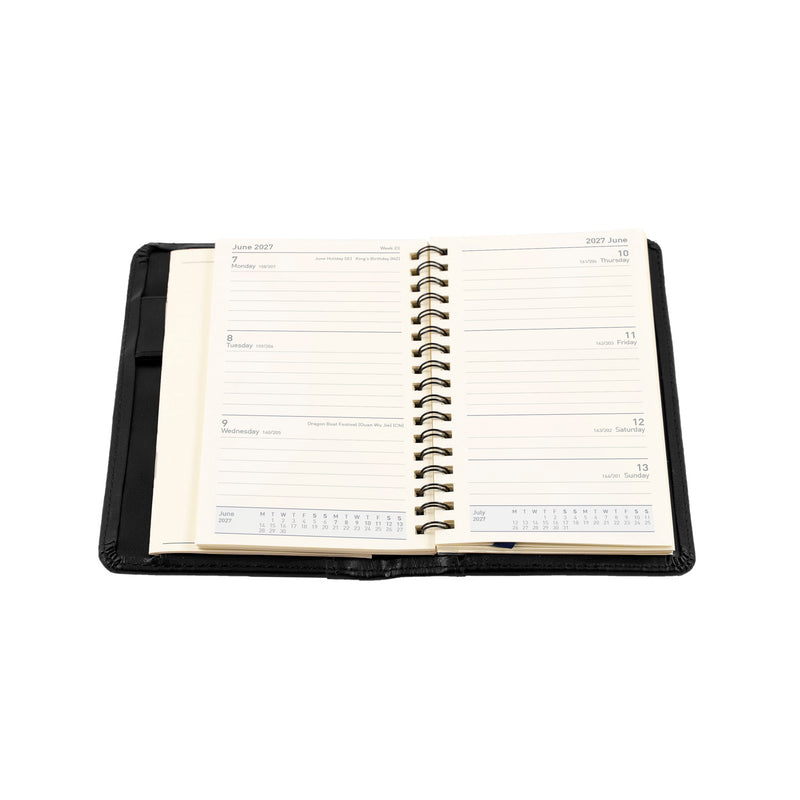 2027 Calendar Year Planner - 12 Month Pocket Week-to-View Diary - Hard Cover in Black - Collins Debden Elite Range (1165V.99-27)