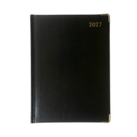 2027 Calendar Year Planner - 12 Month 260x190mm Manager Day-to-Page Diary - Faux Leather Cover in Black - Collins Debden Classic Range (1200V.99-27)