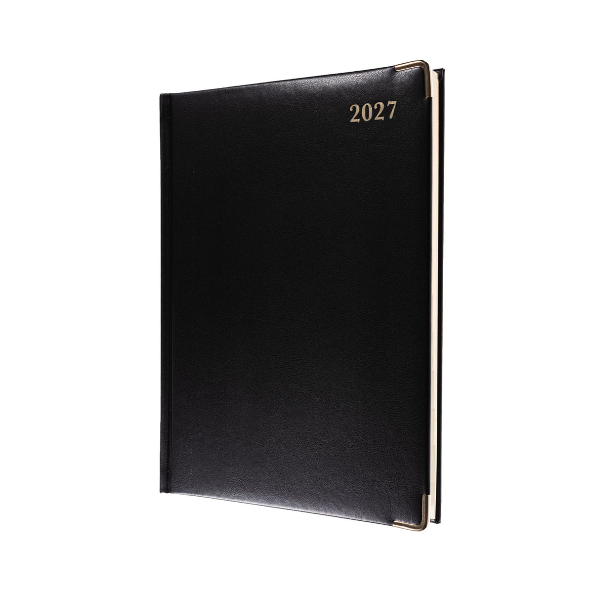 2027 Calendar Year Planner - 12 Month 260x190mm Manager Week-to-View Diary - Faux Leather Cover in Black - Collins Debden Classic Range (1210V.99-27)