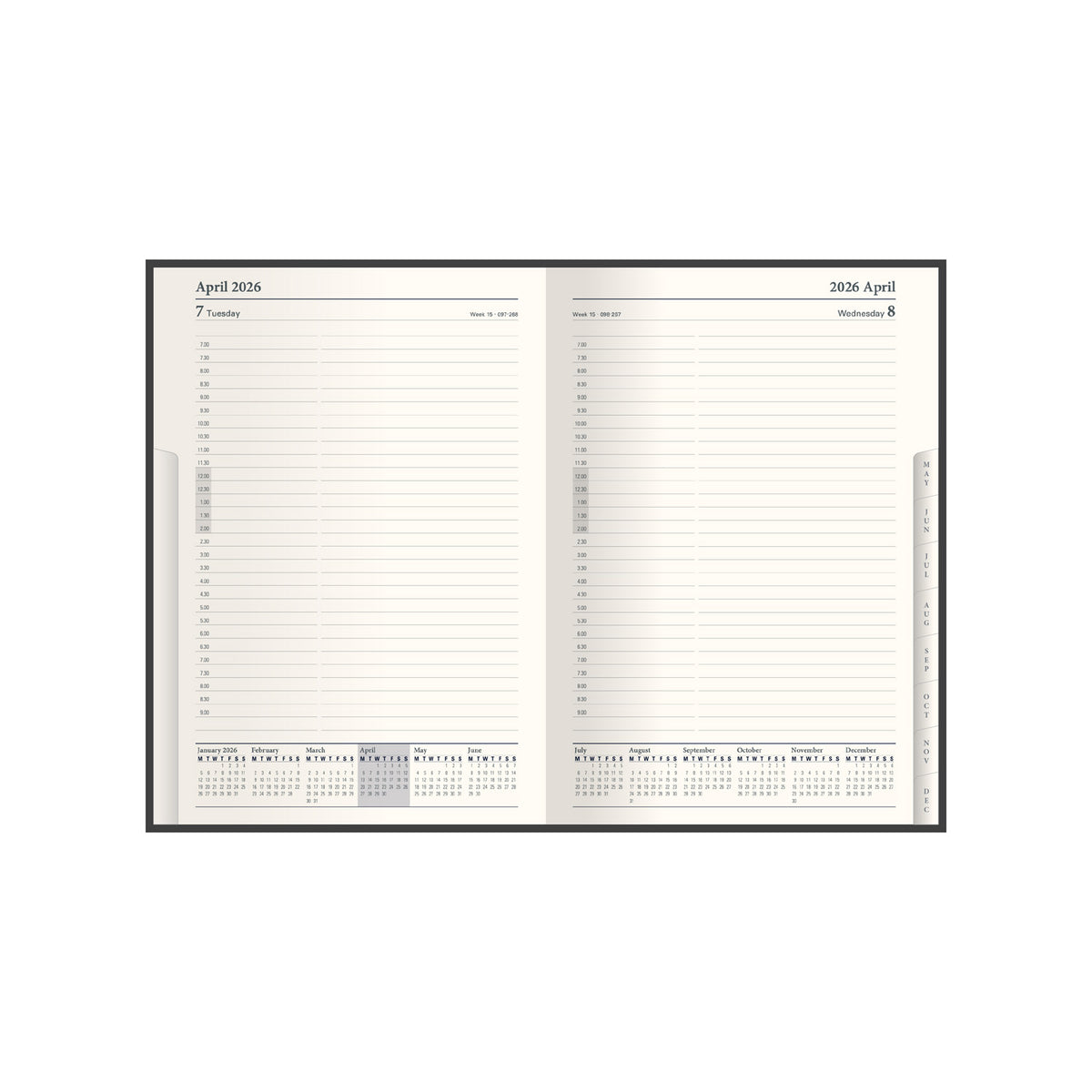 Classic - Compact Day-to-Page Diary with Appointments - 2026 Calendar Year Planner