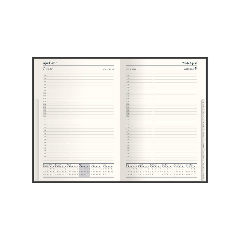 Classic - Compact Day-to-Page Diary with Appointments - 2026 Calendar Year Planner