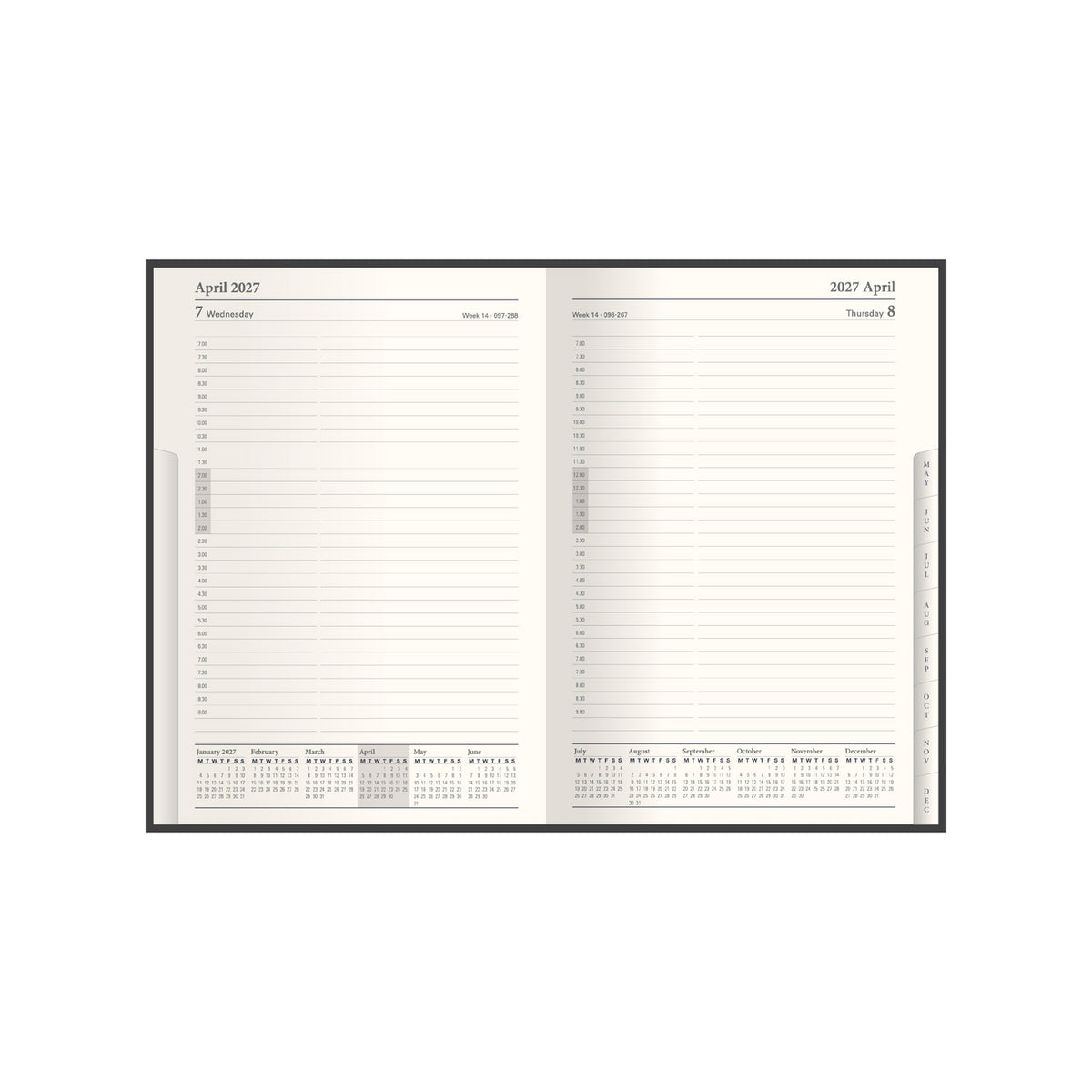 2027 Calendar Year Planner - 12 Month A5 Day-to-Page Diary in Black - Collins Debden Classic Range (1250V.99-27)