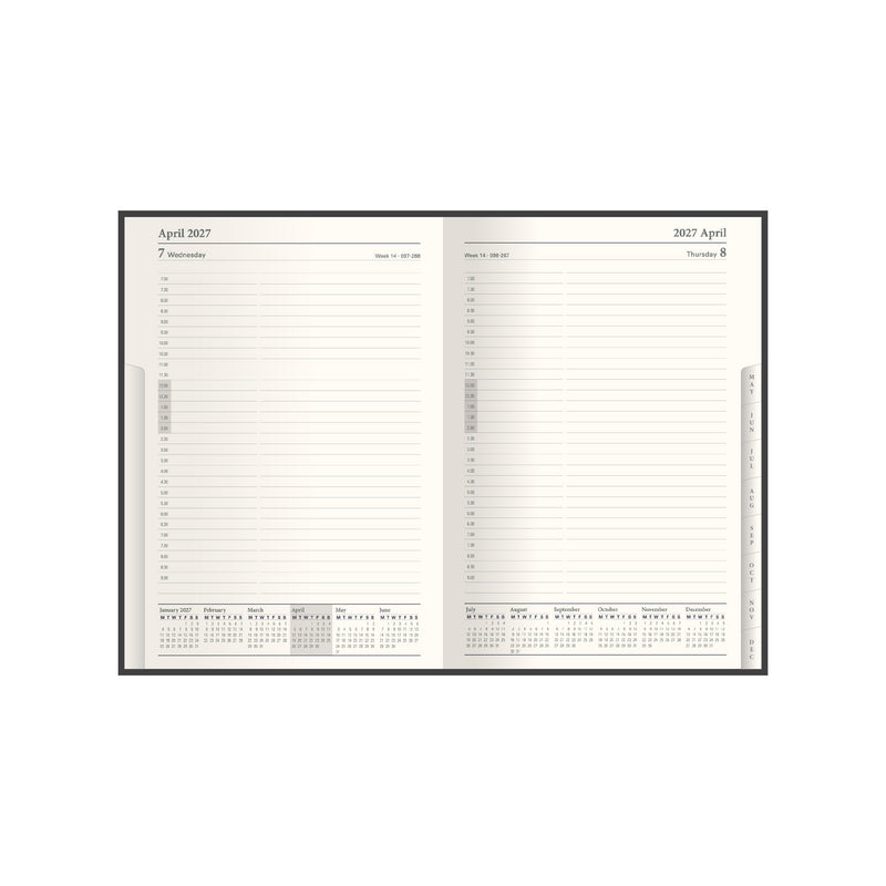 2027 Calendar Year Planner - 12 Month A5 Day-to-Page Diary in Black - Collins Debden Classic Range (1250V.99-27)