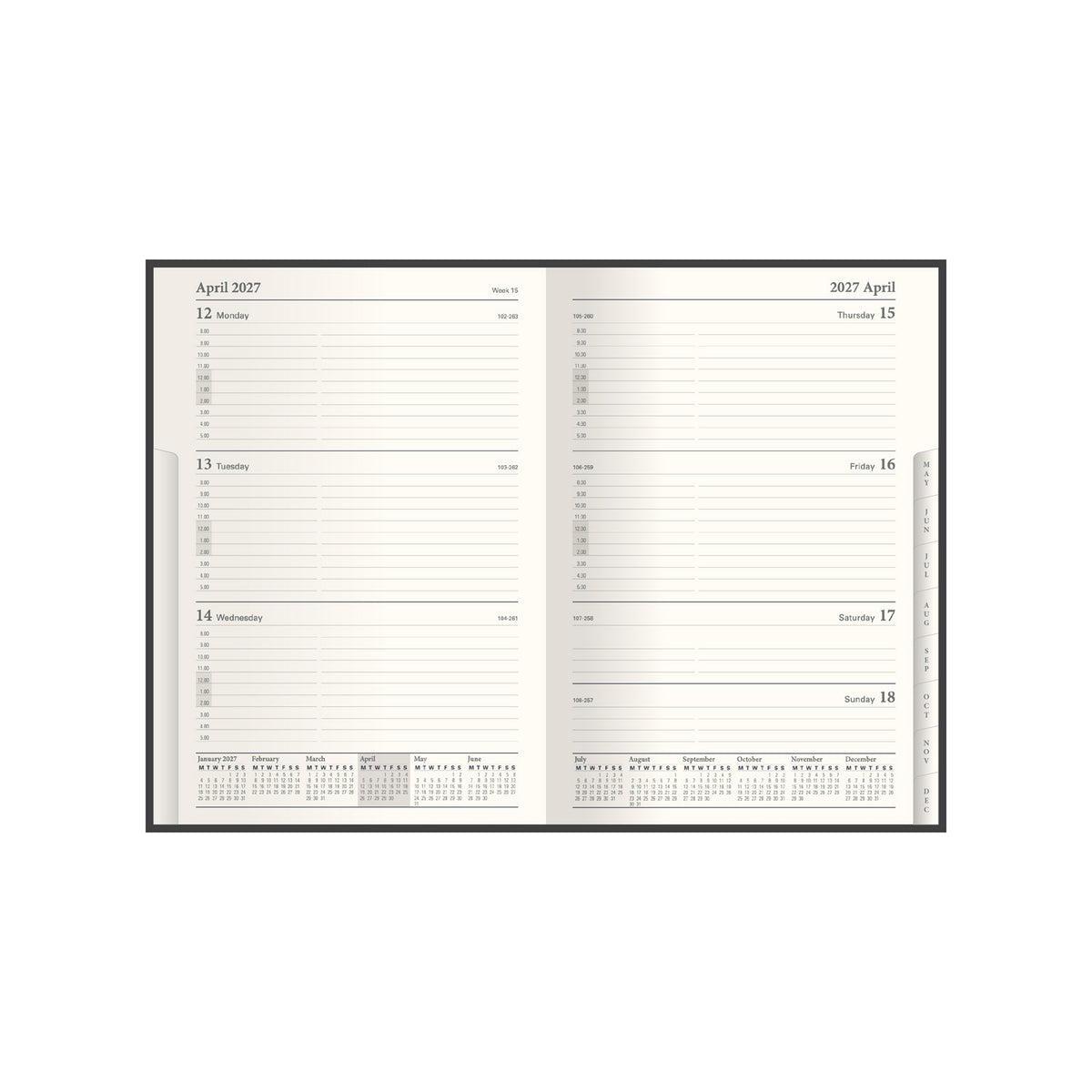 2027 Calendar Year Planner - 12 Month A5 Week-to-View Diary in Black - Collins Debden Classic Range (1270V.99-27)