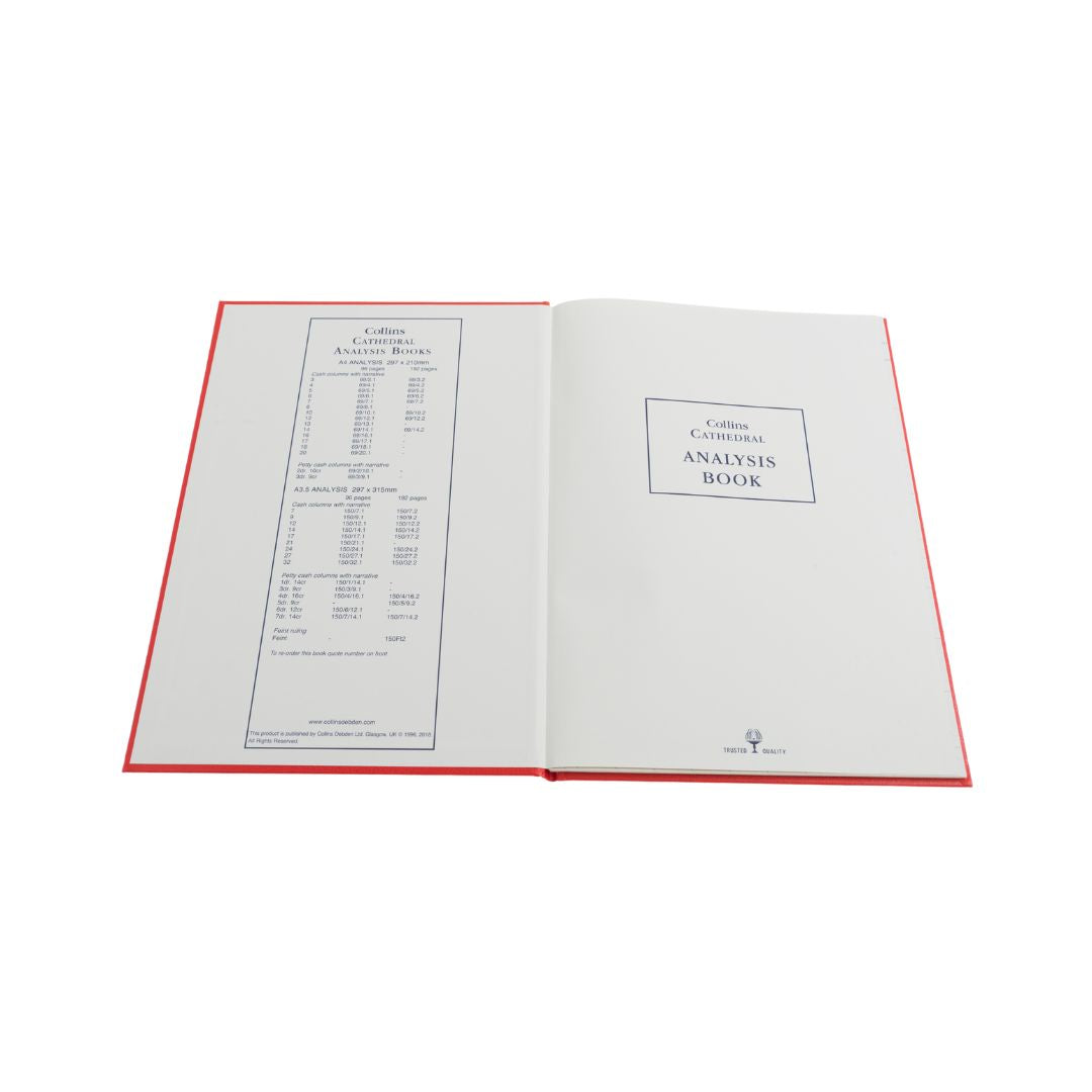 Cathedral -  Accounts Book  3 Debit, 9 Credit Columns - Red (69/3/9.1)