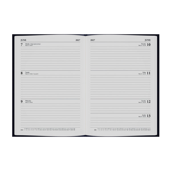 2027 Calendar Year Planner - 12 Month A5 Week-to-View Diary - Hard Cover - Collins Debden Standard Desk Range