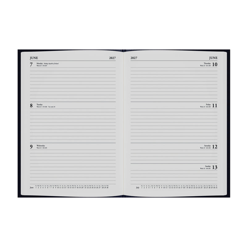 2027 Calendar Year Planner - 12 Month A5 Week-to-View Diary - Hard Cover - Collins Debden Standard Desk Range