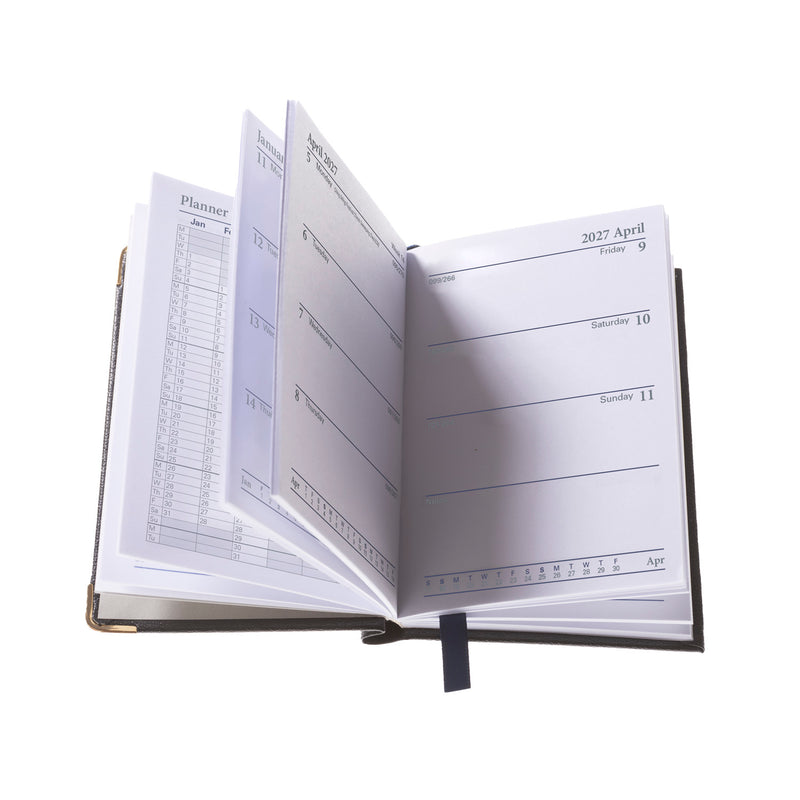 2027 Calendar Year Planner - 12 Month Pocket Week-to-View + Pen Diary - Hard Cover in Black - Collins Debden Business Range (392BP.99-27)