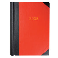 Standard Desk - A4  Two-Pages-To-A-Day Diary - 2026 Calendar Year Planner (Red)