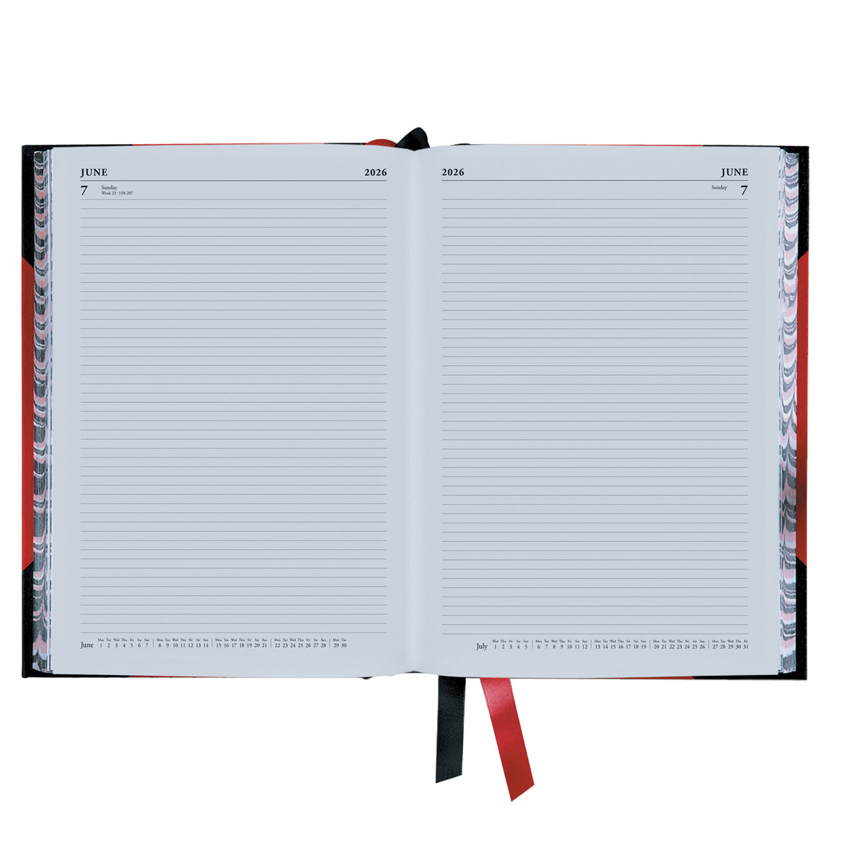 Standard Desk - A4  Two-Pages-To-A-Day Diary - 2026 Calendar Year Planner (Red)