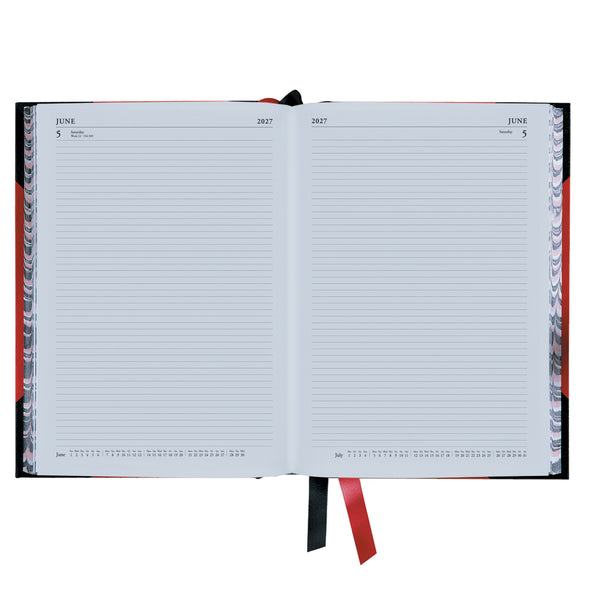 2027 Calendar Year Planner - 12 Month A4 2 Pages to a Day Diary - Hard Cover in Red - Collins Debden Standard Desk Range (42.15-27)