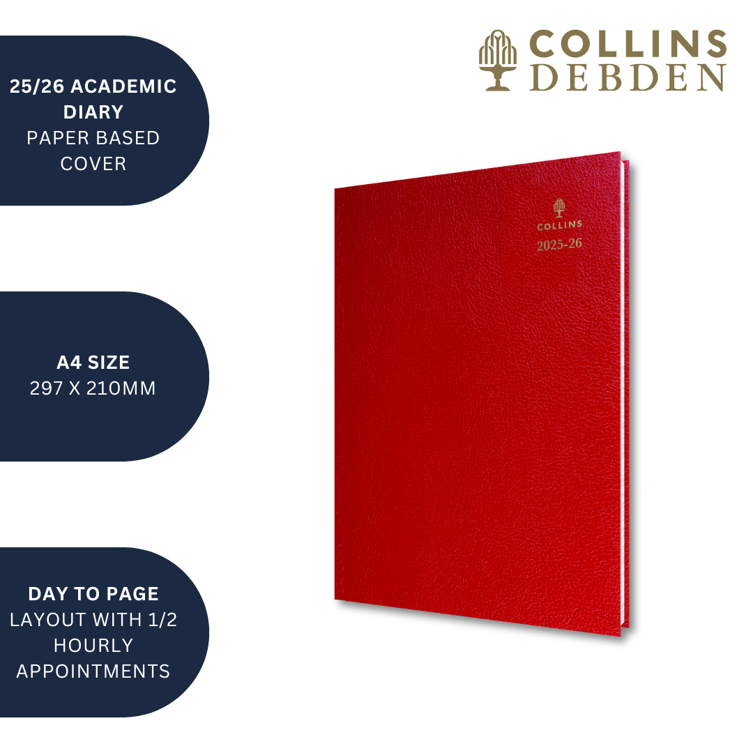 Desk - A4 Day-to-Page with Appointments Mid/Academic Year Diary Planner 2025-2026