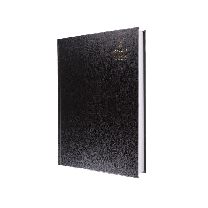 Standard Desk - A4  Two-Pages-To-A-Day Diary - 2026 Calendar Year Planner (Black)