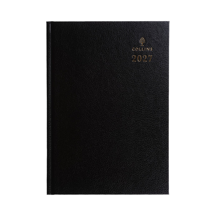 2027 Calendar Year Planner - 12 Month A4 2 Pages to a Day Diary - Hard Cover in Black - Collins Debden Standard Desk Range (47.99-27)