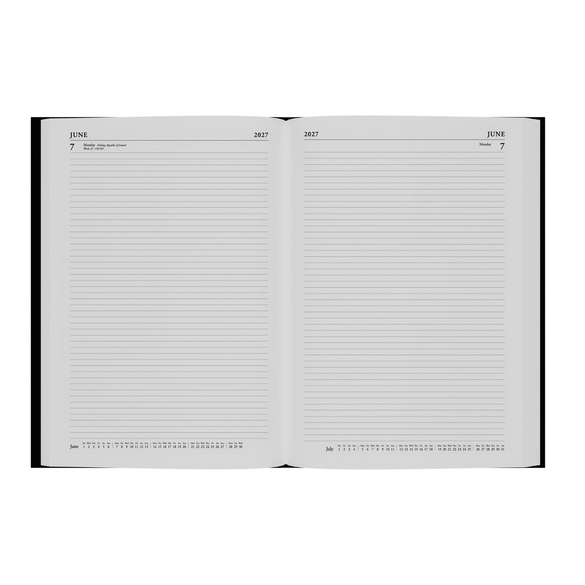 2027 Calendar Year Planner - 12 Month A4 2 Pages to a Day Diary - Hard Cover in Black - Collins Debden Standard Desk Range (47.99-27)