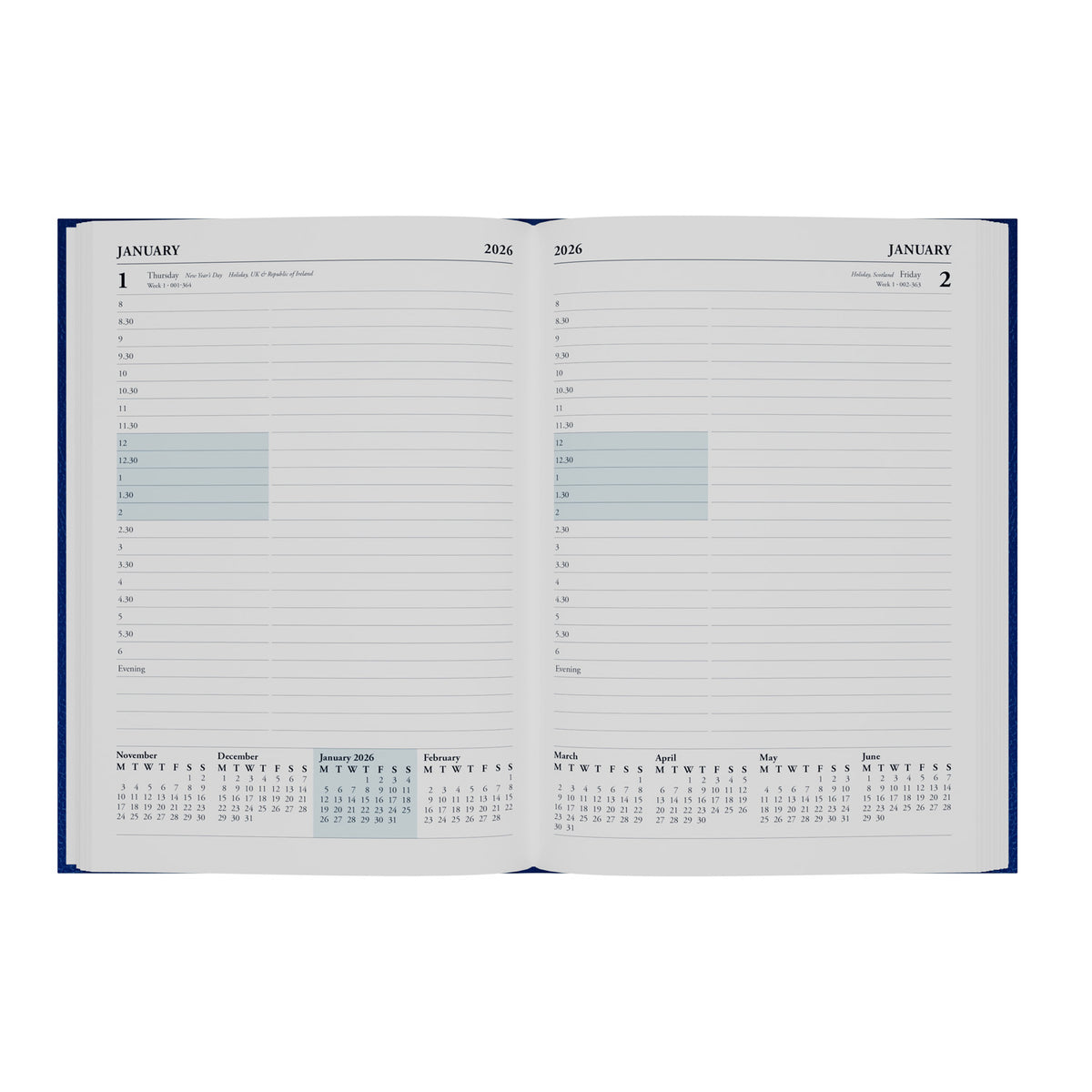 Desk - A5 Day-To-Page with Appointments Mid/Academic Year Diary Planner 2025-2026