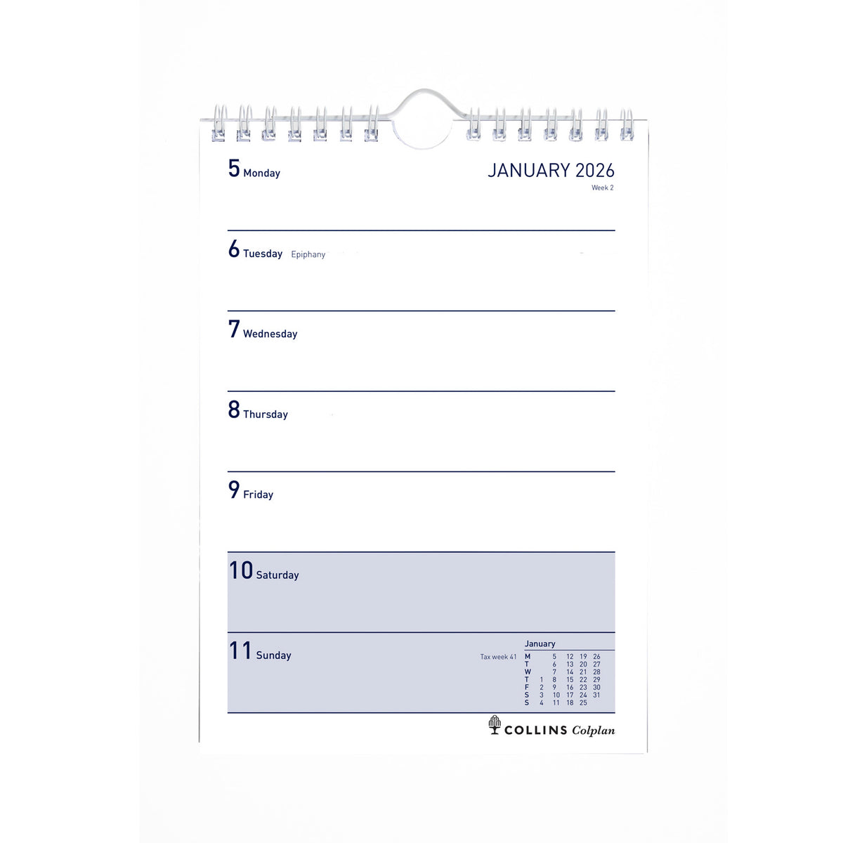 Colplan - A5 - Week-To-View Wall Planner - 2026 Calendar Year Diary