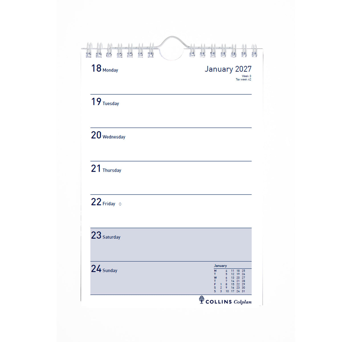 2027 Calendar Year Planner - 12 Month A5 Weekly Notebook - Collins Debden Colplan Range (60-27)