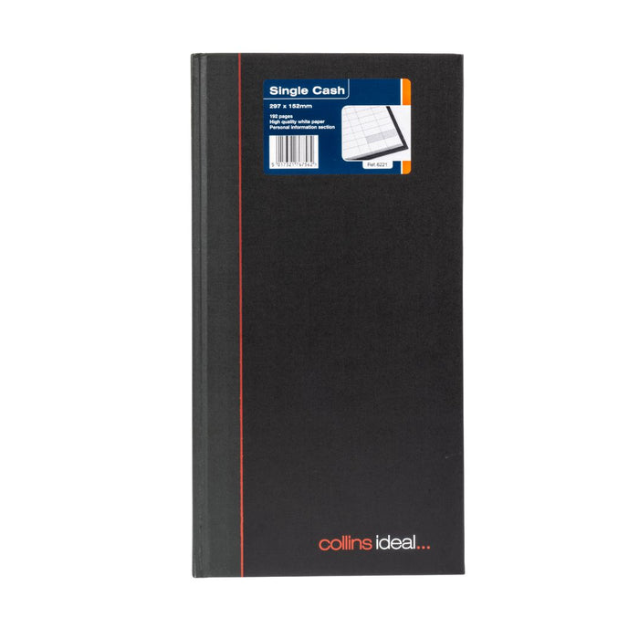 Ideal - A4 Slim Cashbook Casebound Single Cash - 192 Pages  - Black (6221)