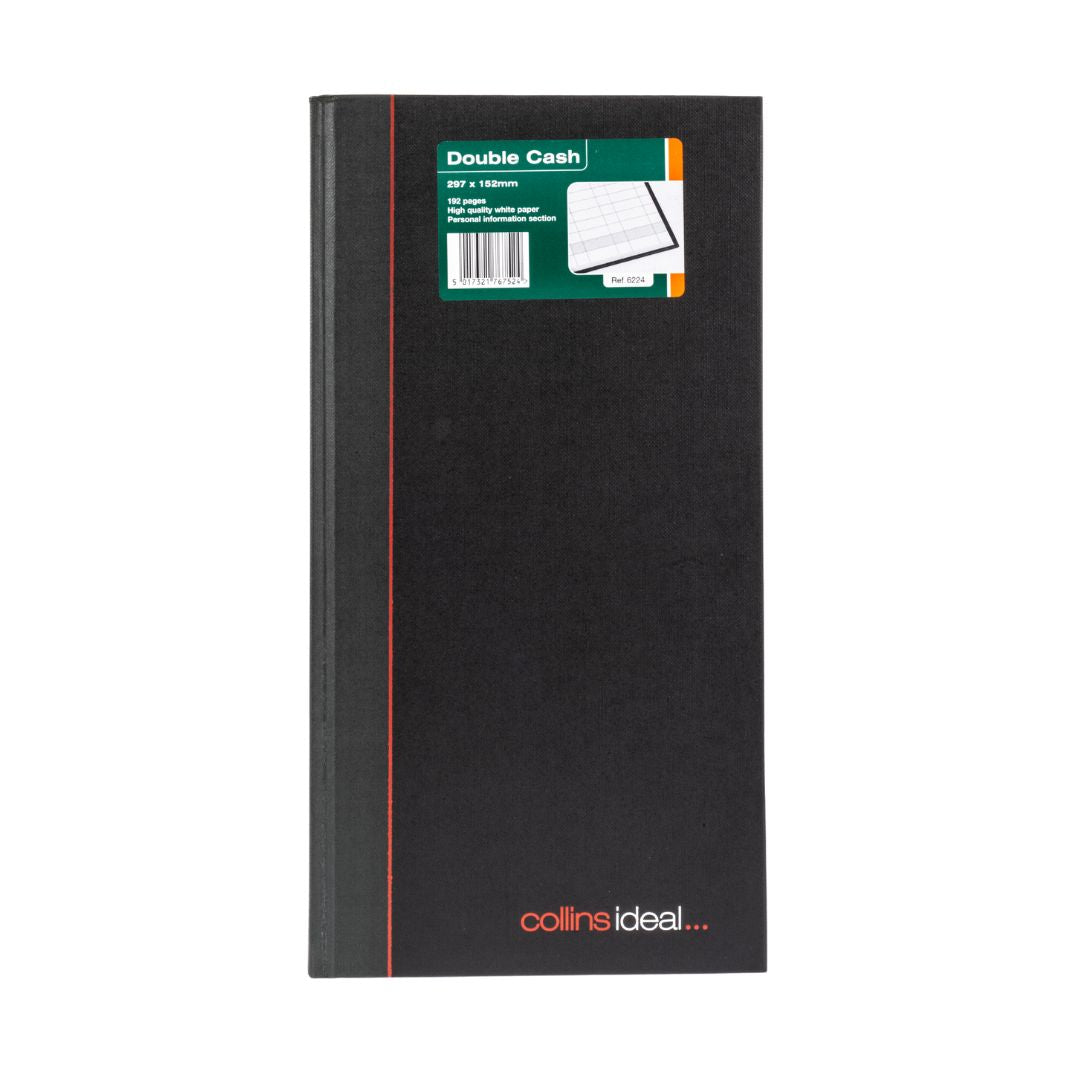 Ideal - A4 Slim Cashbook Casebound  Double Cash - 192 Pages  - Black (6224)