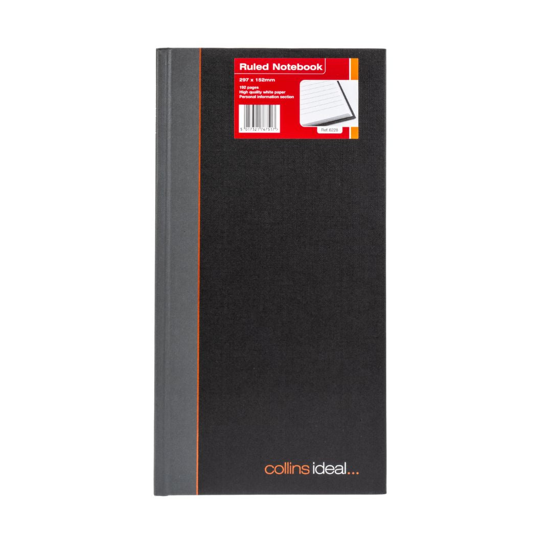 Ideal - A4 Slim Cashbook Casebound  Feint - 192 Pages  - Black (6228)