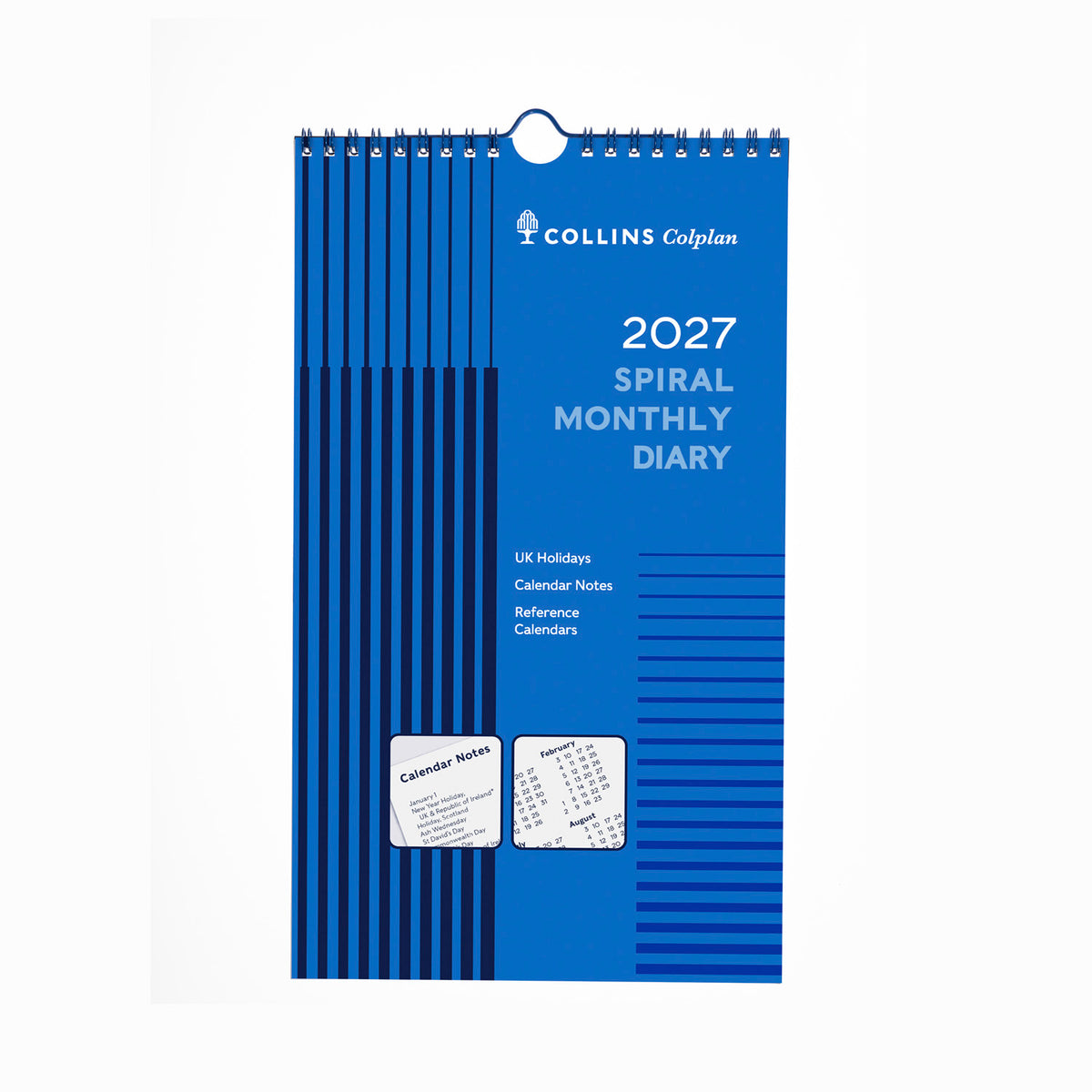 2027 Calendar Year Planner - 12 Month 305x178mm Monthly Diary - in Blue - Collins Debden Colplan Range (64-27)