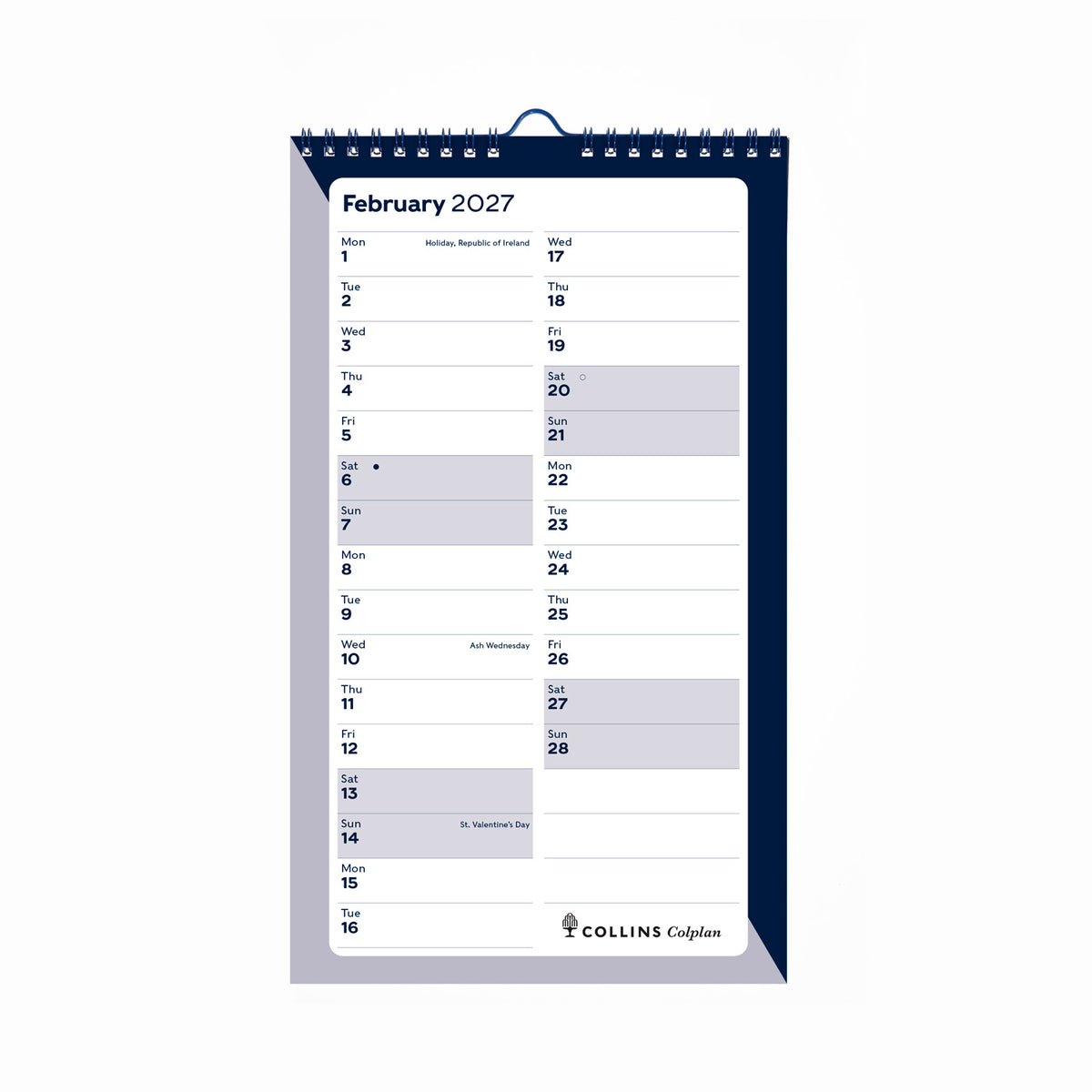 2027 Calendar Year Planner - 12 Month 305x178mm Monthly Diary - in Blue - Collins Debden Colplan Range (64-27)