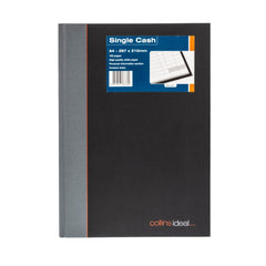 Ideal - A4 Cashbook Casebound Single Cash - 192 Pages  - Black (6421)