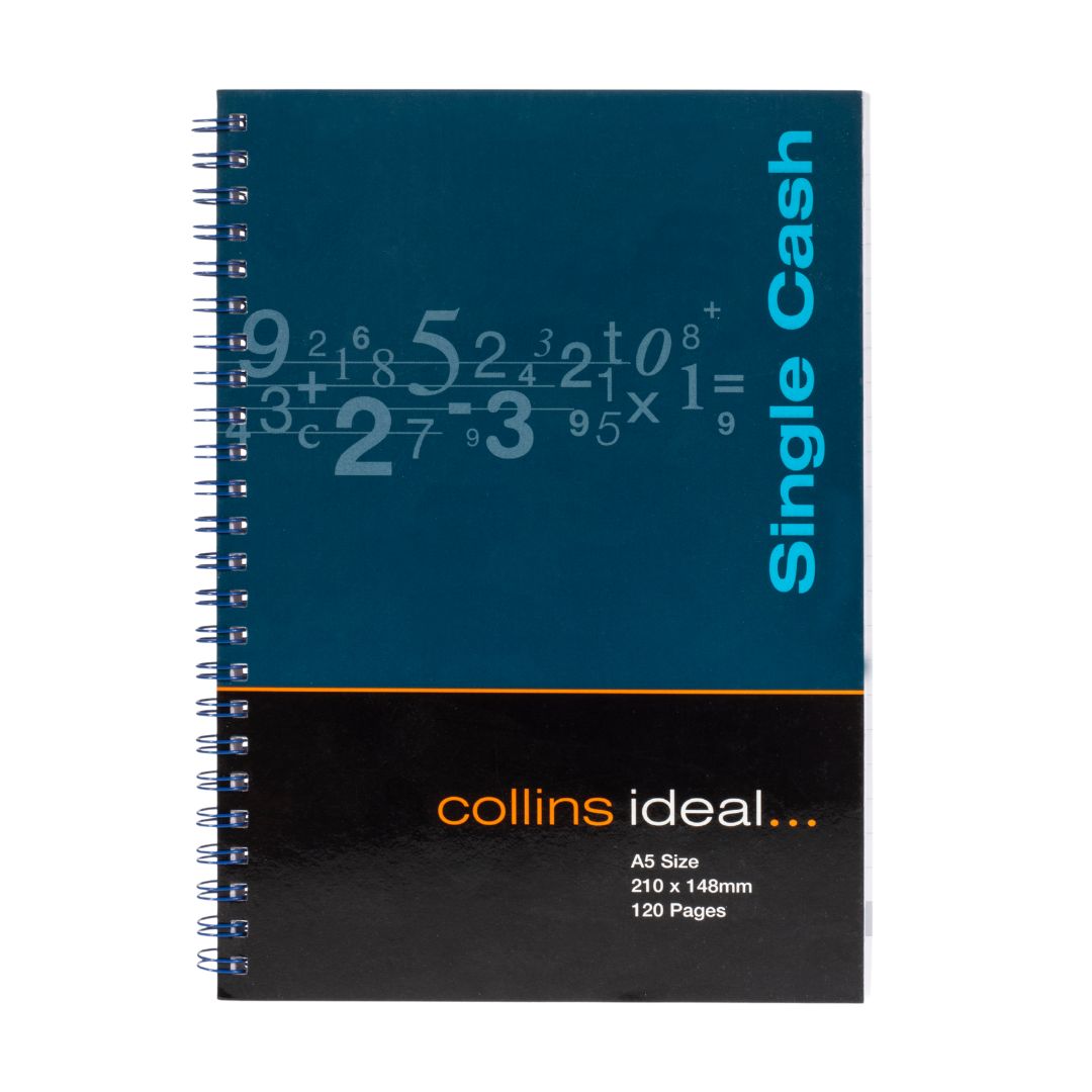 Ideal - A5 Cashbook Wiro Single Cash - 120 Pages  - Blue (761)