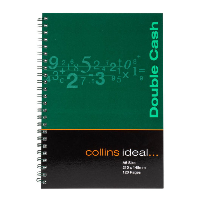 Ideal - A5 Cashbook Wiro Double Cash - 120 Pages  - Green (764)
