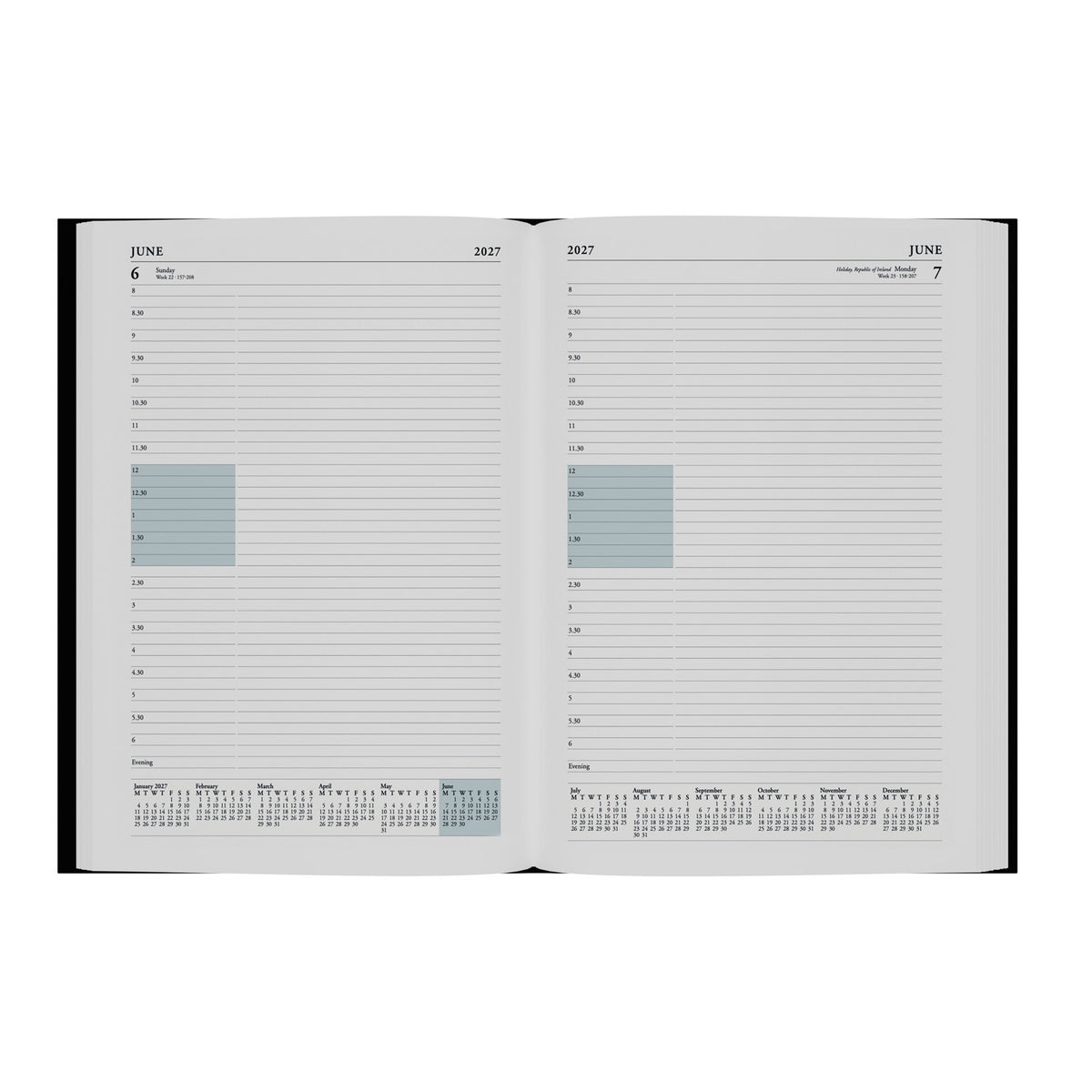2027 Calendar Year Planner - 12 Month A4 Day-to-Page Diary - Hard Cover in Black - Collins Debden Standard Desk Range (A44.99-27)