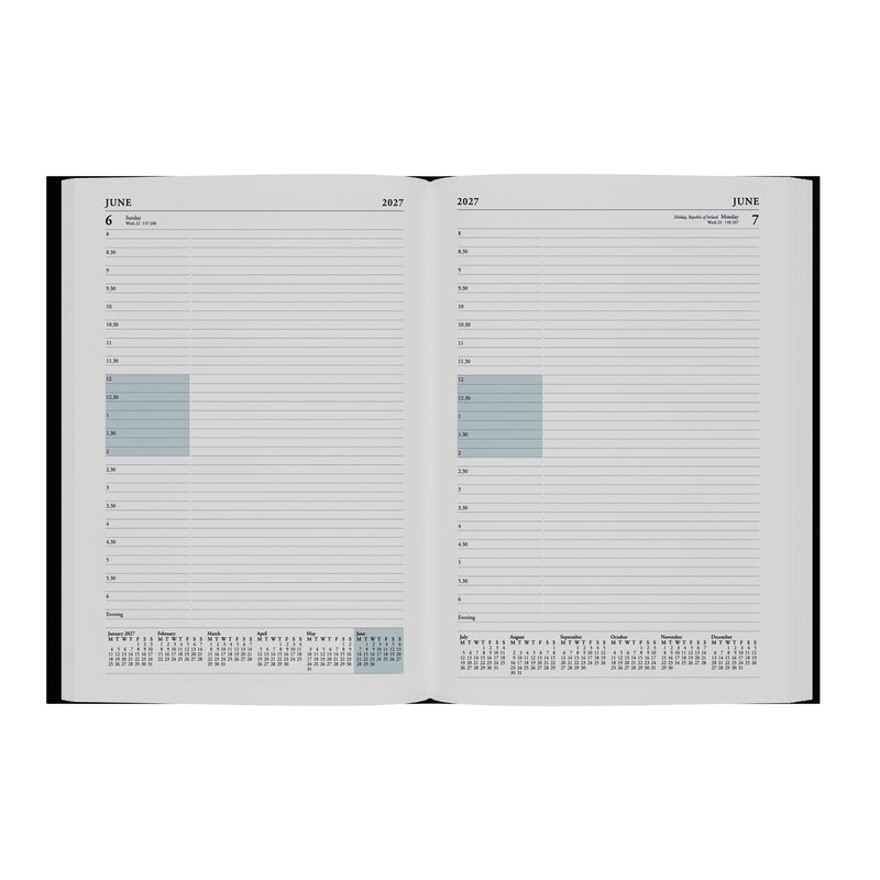 2027 Calendar Year Planner - 12 Month A4 Day-to-Page Diary - Hard Cover in Black - Collins Debden Standard Desk Range (A44.99-27)