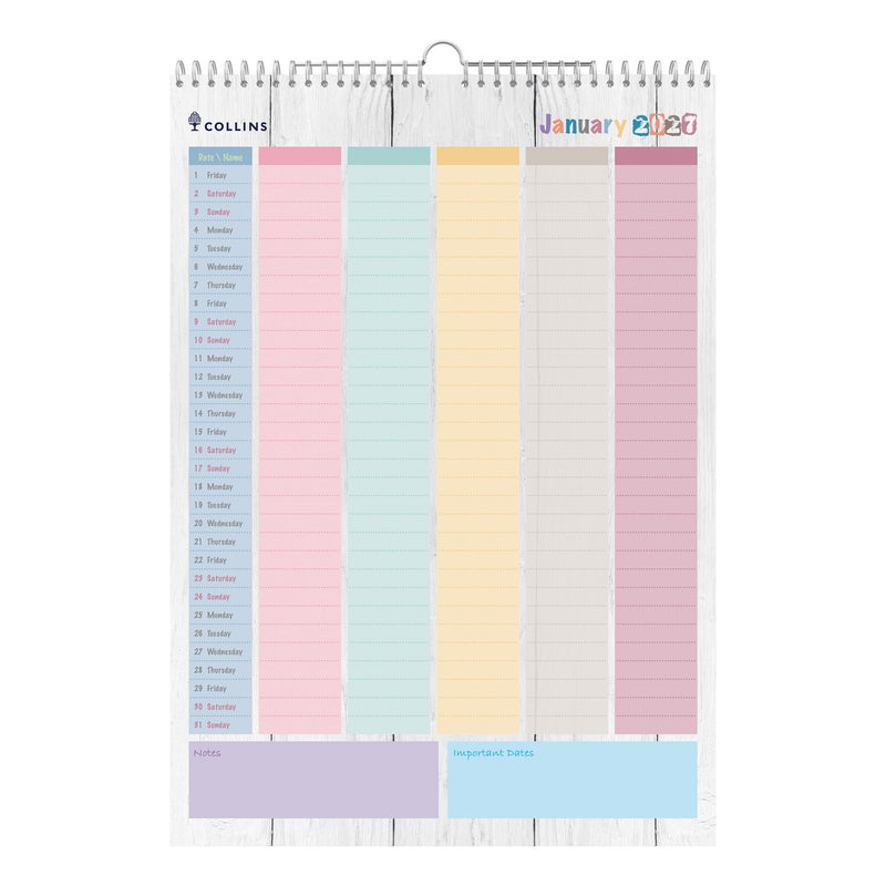 2027 Calendar - 12 Month A3 Family Calendar - Collins Debden Brighton Range (BTFC135-27)