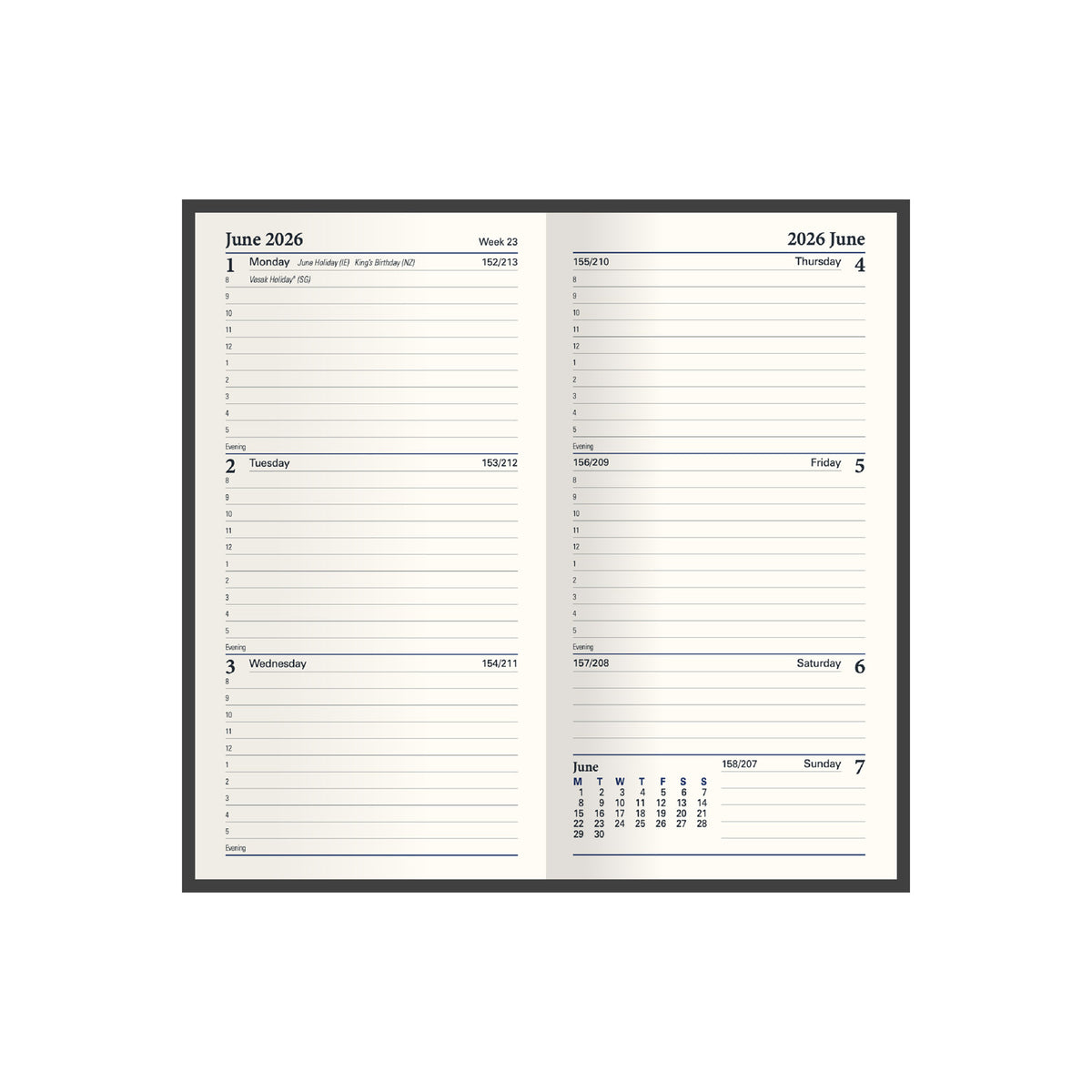 Classic - Slim - Week-To-View - Diary - 2026 Calendar Year Planner