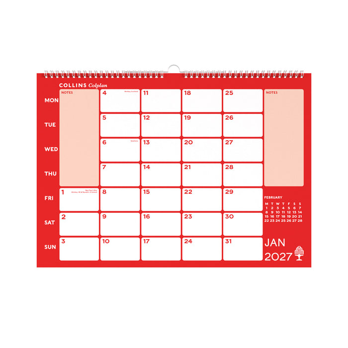 2027 Calendar - 12 Month A3 Memo Calendar - Collins Debden Colplan Range (CMC-27)