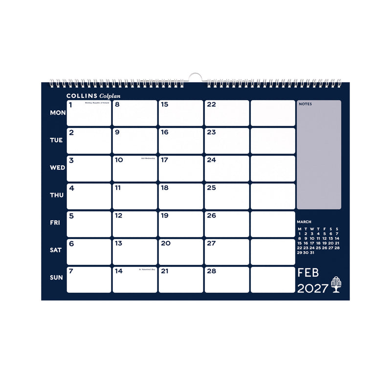 2027 Calendar - 12 Month A3 Memo Calendar - Collins Debden Colplan Range (CMC-27)