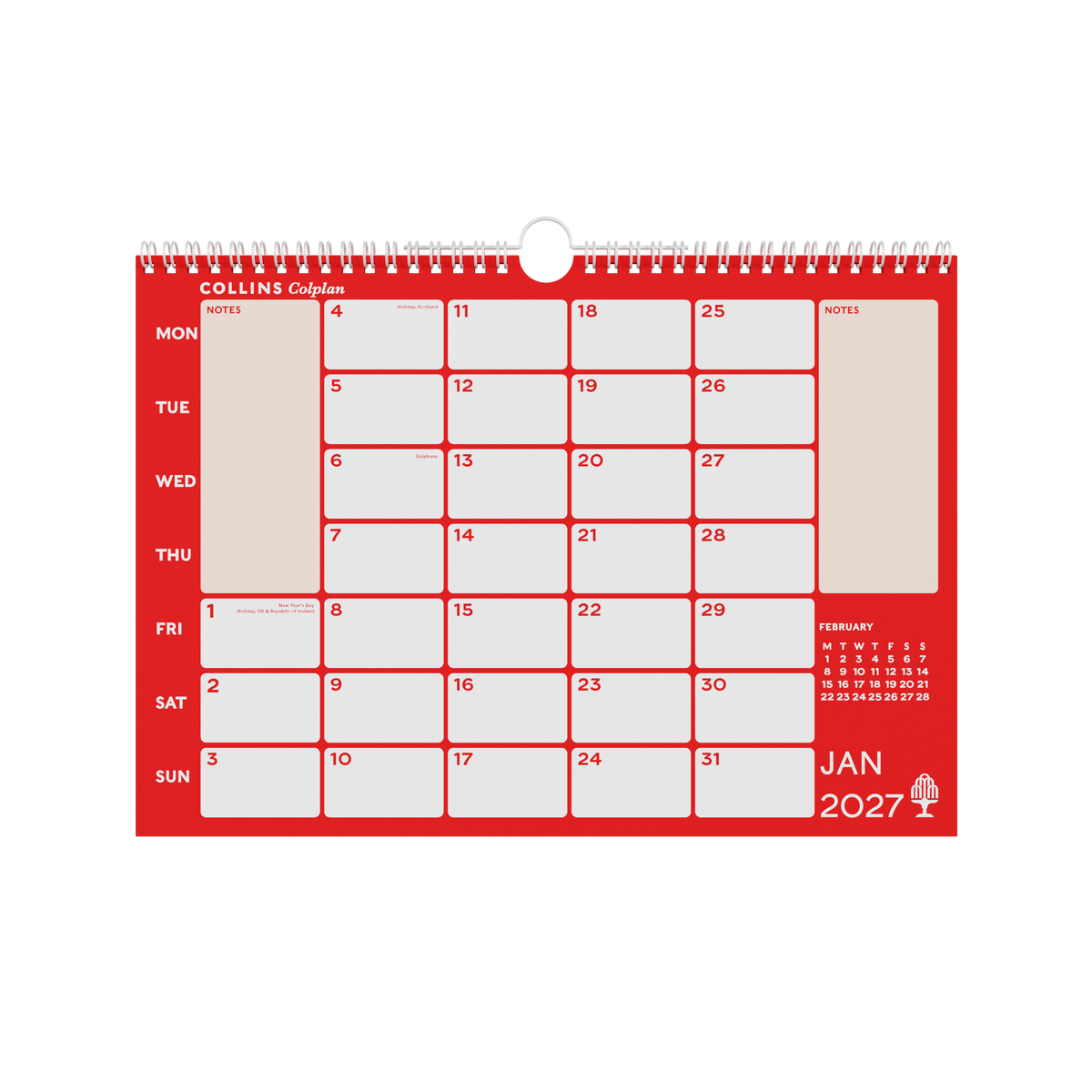 2027 Calendar - 12 Month A4 Memo Calendar - Collins Debden Colplan Range (CMCA4-27)