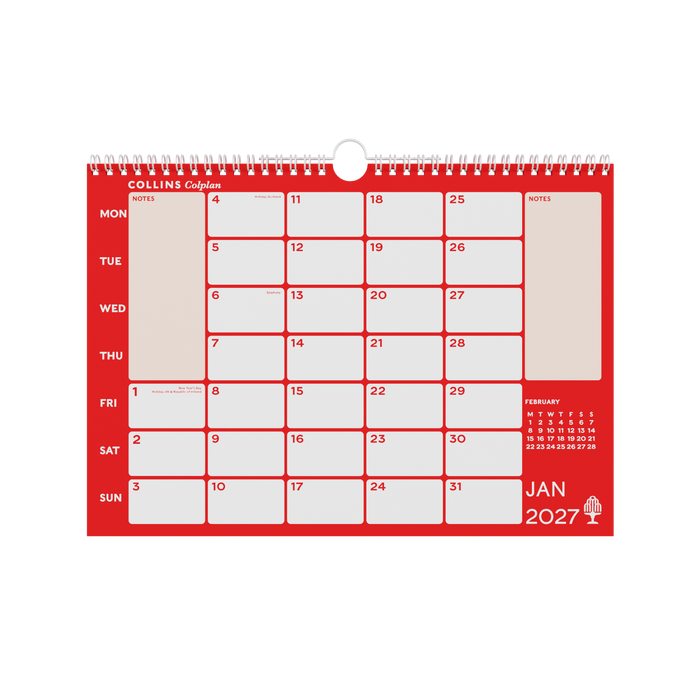 2027 Calendar - 12 Month A4 Memo Calendar - Collins Debden Colplan Range (CMCA4-27)