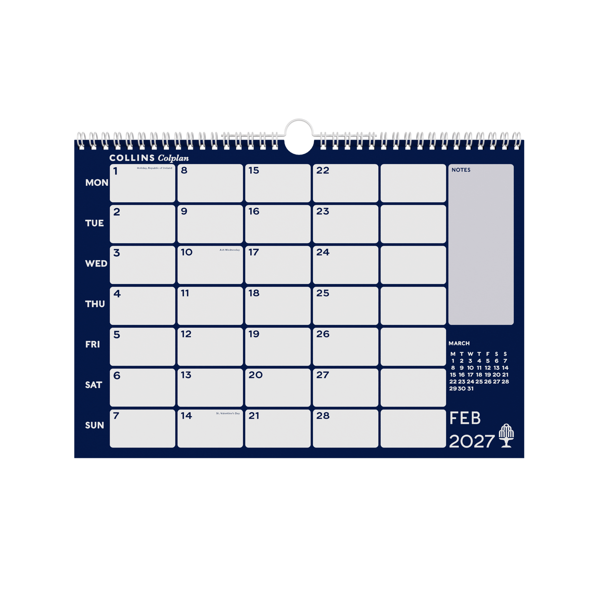 2027 Calendar - 12 Month A4 Memo Calendar - Collins Debden Colplan Range (CMCA4-27)
