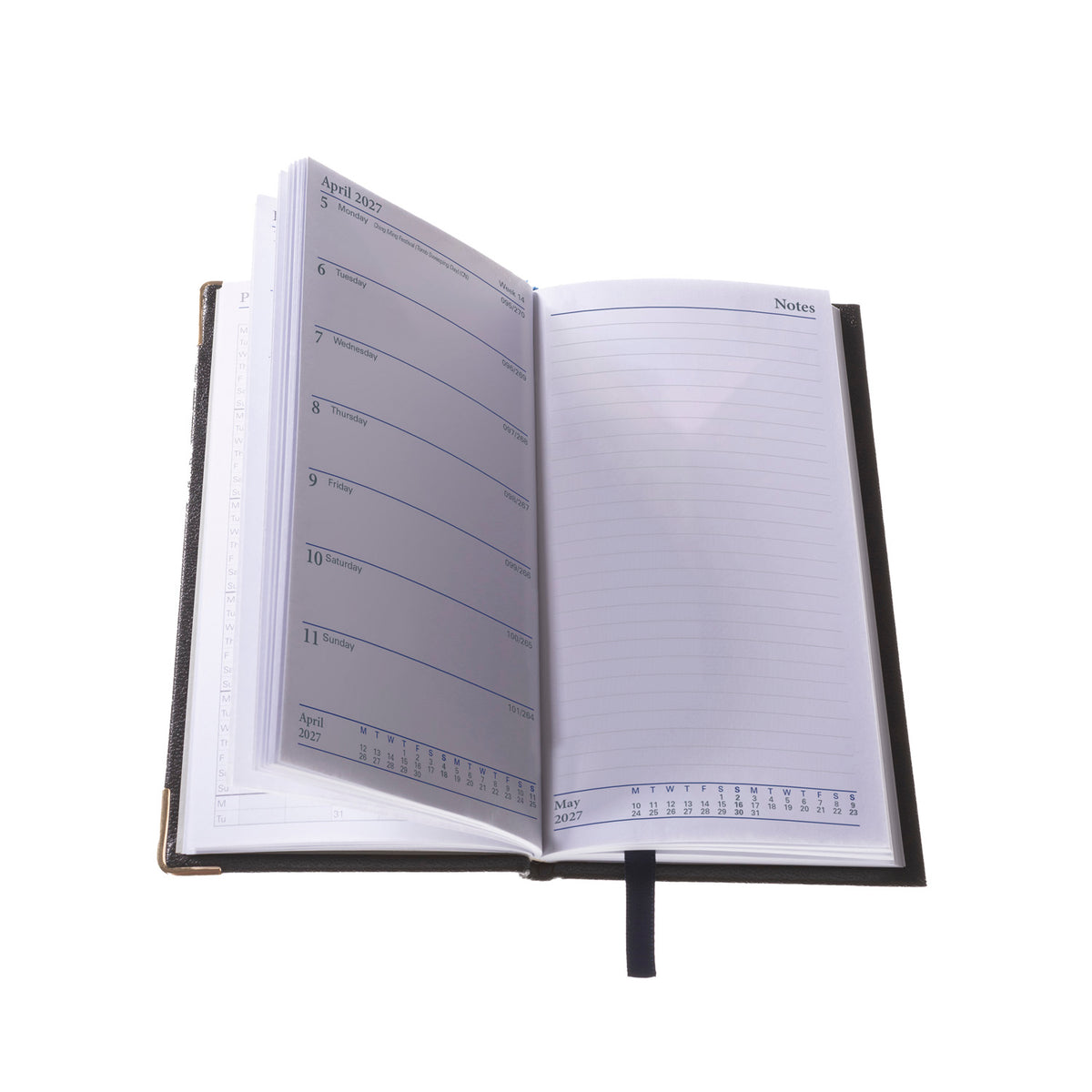 2027 Calendar Year Planner - 12 Month Pocket Week-to-View + Notes Diary - Hard Cover in Black - Collins Debden Business Range (CNB.99-27)