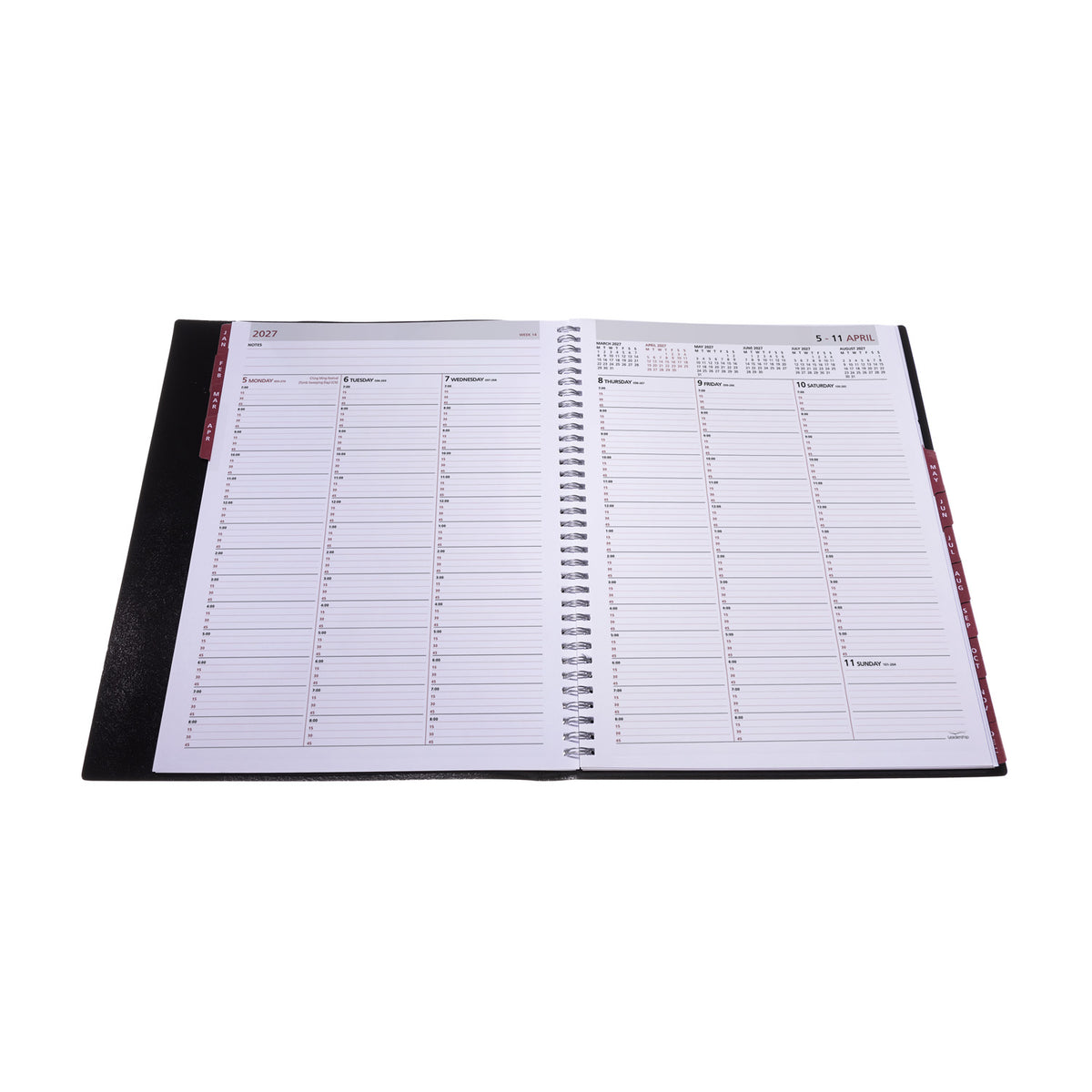 2027 Calendar Year Planner - 12 Month A4 Week-to-View Diary in Black - Collins Debden Leadership Range (CP6740.99-27)
