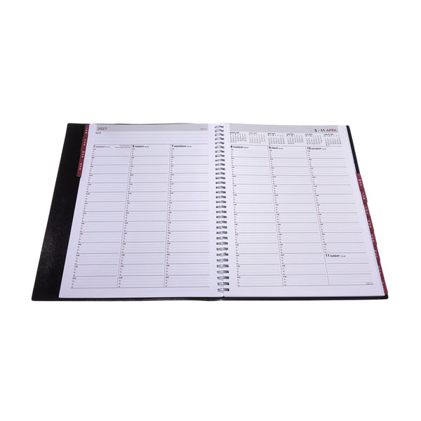 2027 Calendar Year Planner - 12 Month A4 Week-to-View Diary in Black - Collins Debden Leadership Range (CP6740.99-27)