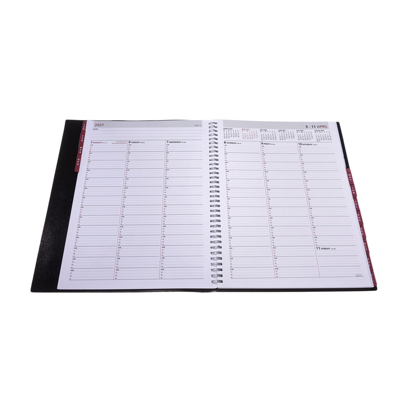 2027 Calendar Year Planner - 12 Month A4 Week-to-View Diary in Black - Collins Debden Leadership Range (CP6740.99-27)